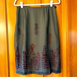 Alfani Silk Pencil Skirt with Moss Green Leaf Print, size 10